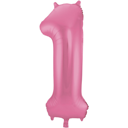 Grote folie ballonnen cijfer 16 in het glimmend roze 86 cm en 2x feestslingers