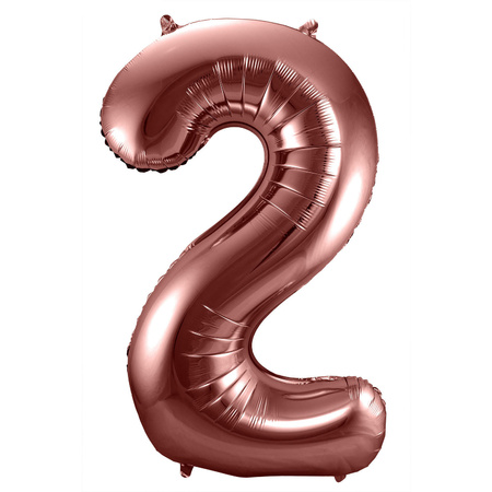 Grote folie ballonnen cijfer 12 in het brons 86 cm en 2 feestslingers