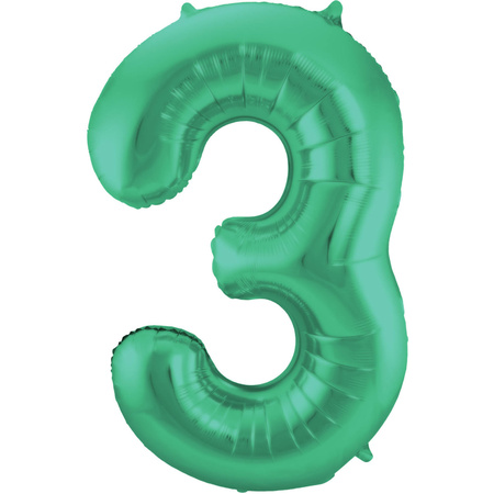Grote folie ballonnen cijfer 30 in het glimmend groen 86 cm en 2x feestslingers