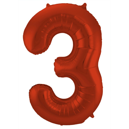 Grote folie ballonnen cijfer 35 in het rood 86 cm en 2 feestslingers