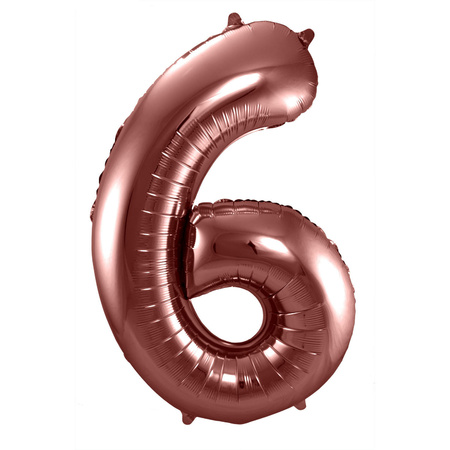 Grote folie ballonnen cijfer 16 in het brons 86 cm en 2 feestslingers