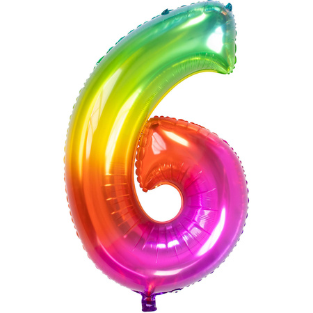 Grote folie ballonnen cijfer 16 in het glimmend multi-kleuren 86 cm