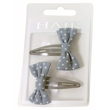 Grey hairpins bow tie polka dot