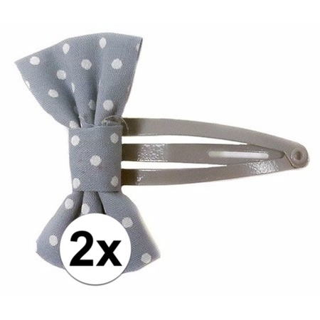 Grey hairpins bow tie polka dot