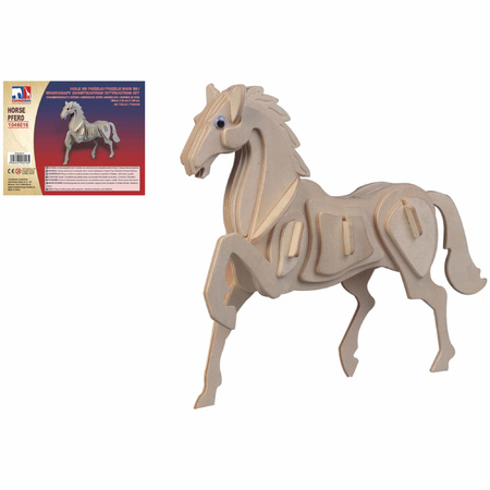 Houten 3D puzzel paard 20 cm