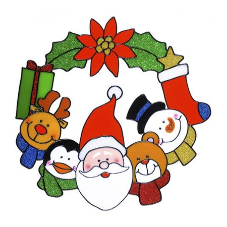 Christmas theme window stickers set of 3x