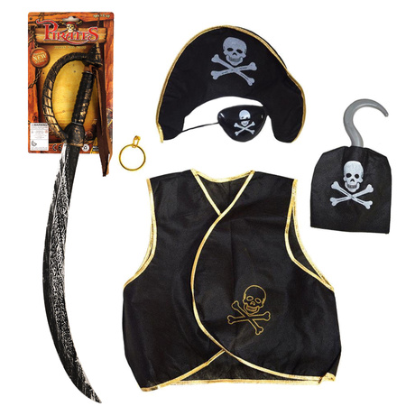 Kinderen speelgoed verkleed set in Piraten stijl thema 6-delig