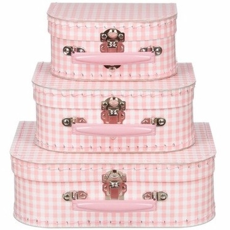 Kids suitcase light pink/white 16 cm