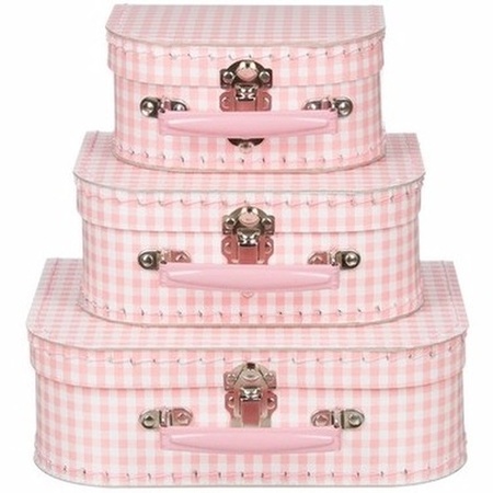 Kids suitcase light pink/white 20 cm
