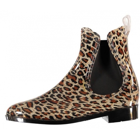 Low ladies rain boots leopard