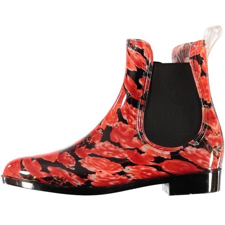 Low ladies rain boots roses