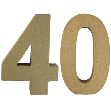 Leeftijd 40 jaar Papier mache 3D hobby knutsel cijfers setje van 15 x 9 x 3 cm