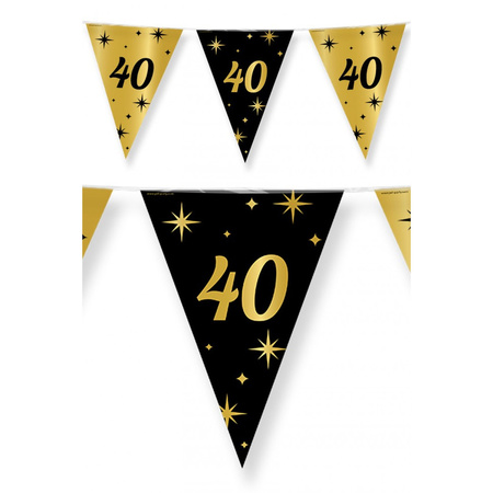 Leeftijd verjaardag feestartikelen pakket vlaggetjes/ballonnen 40 jaar zwart/goud