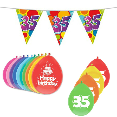 Leeftijd verjaardag thema 35 jaar pakket ballonnen/vlaggetjes