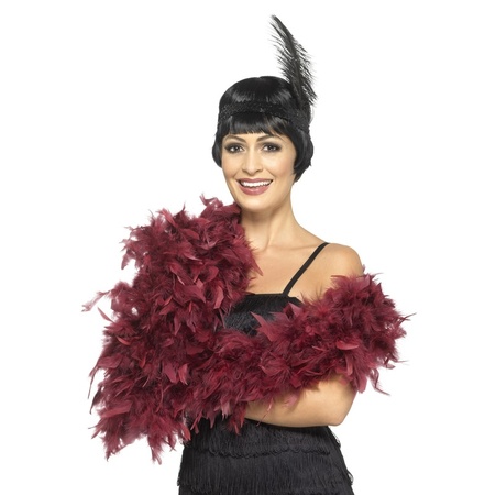Burgundy red feather boa 180 cm and 80 gramm