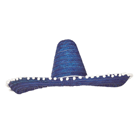 Party carnaval set Gringo - Mexican Somrero hat 45 cm - blue - and blue western moustache