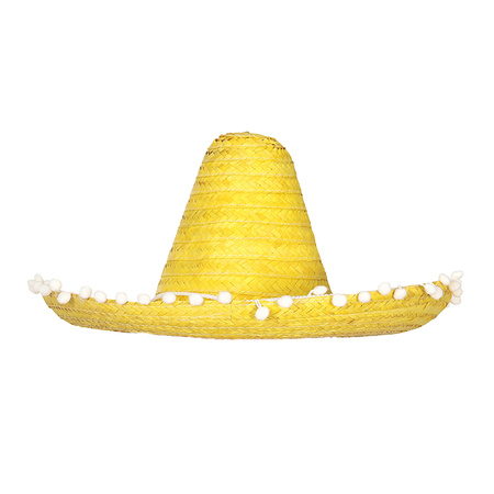 Party carnaval set Gringo - Mexican Somrero hat 45 cm - and western moustache - yellow