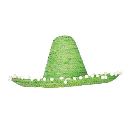 Party carnaval set Gringo - Mexican Somrero hat 45 cm - green - and black western moustache