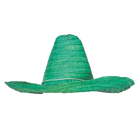 Carnaval verkleed setje - Mexicaanse sombrero hoed met plak nepsnor - groen - heren