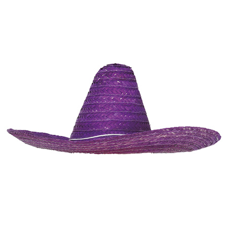 Party carnaval set - Mexican Somrero hat and moustache - purple - for men