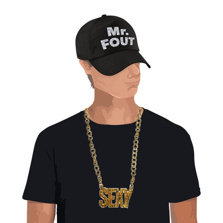Mr. FOUT cap black with silver for men with sexy necklace