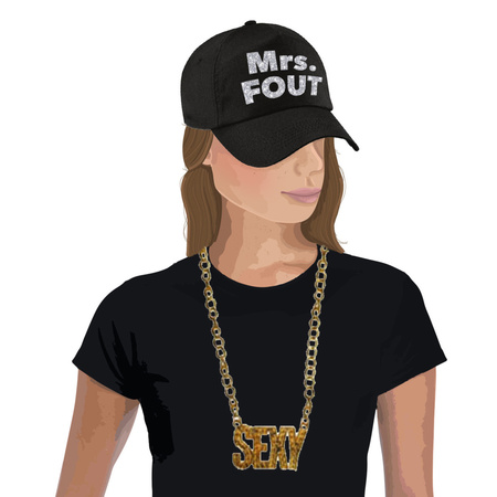 Mrs. FOUT cap black with silver for woman with sexy necklace