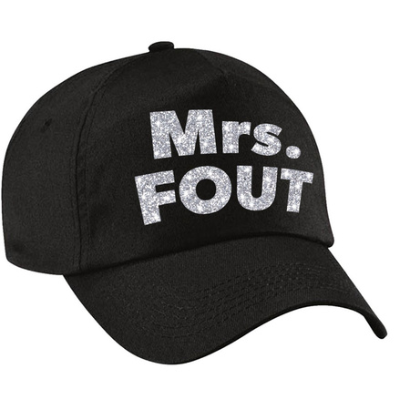 Mrs. FOUT baseballcap zwart/zilver dames en een zilveren sexy ketting