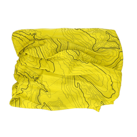 Multi functional scarf yellow contour print for adults