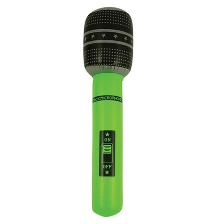 Inflatable music instruments microphone 2x in green/pink 40 cm