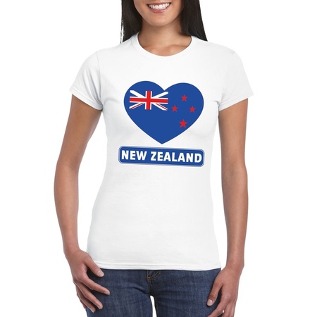 New Zealand heart flag t-shirt white women