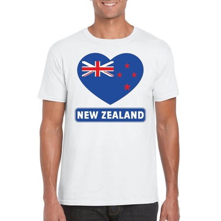 New Zealand heart flag t-shirt white men