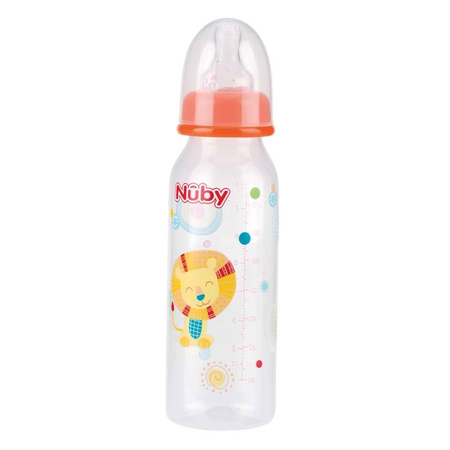 Orange Nuby baby drink bottle with lion 240 ml