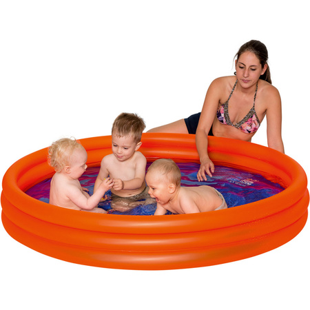 Oranje opblaasbaar zwembad 157 x 28 cm inclusief voetenbadje
