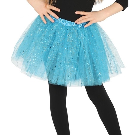 Petticoat/tutu verkleed rokje lichtblauw glitters voor meisjes