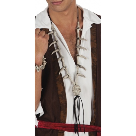 Piraten thema verkleed ketting met schedel en botten