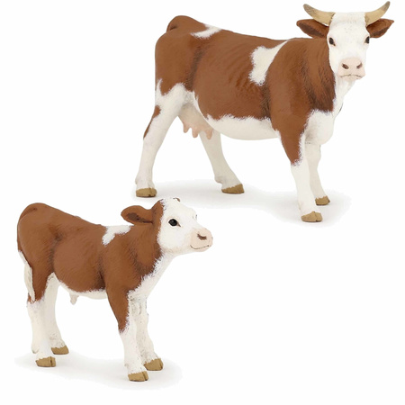Plastic toy figures cow and calf
