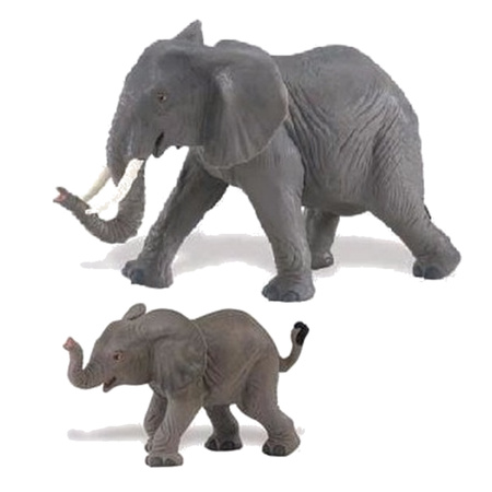 Plastic toy figures elephants 8 and 16 cm