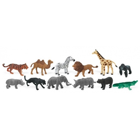 Set van 21x kunststof speelgoed figuren dieren safari dieren