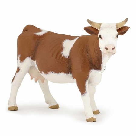 Plastic toy brown cow  13 cm