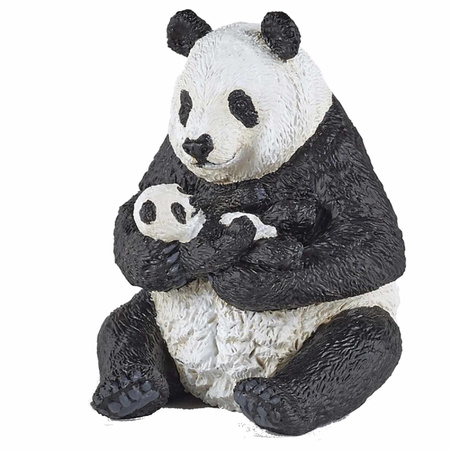 Plastic toy panda with baby panda 8 cm