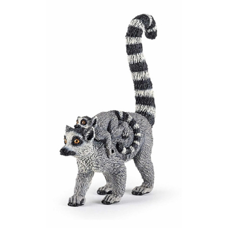 Plastic toy lemur and baby 12 cm