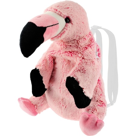 Flamingo vogels speelgoed artikelen rugtas/rugzak knuffelbeest roze 32 cm