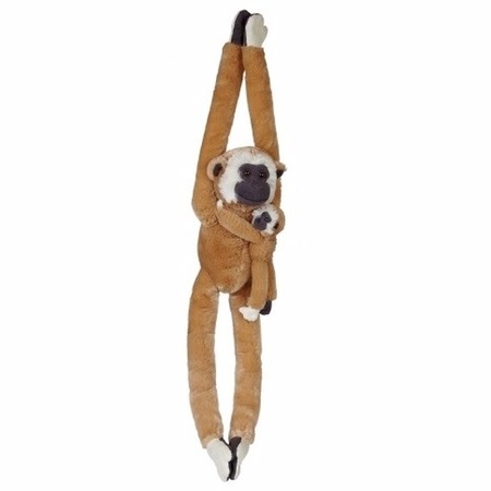 Plush gibbon with baby toy 84 cm