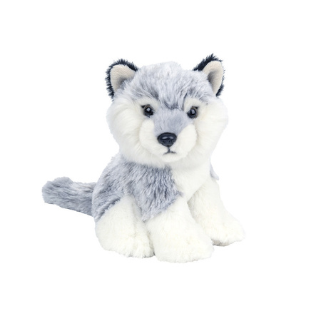 Pluche grijze Wolf puppy knuffel van 12 cm