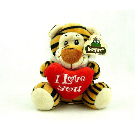 Pluche I love you tijger knuffel bruin 14 cm speelgoed