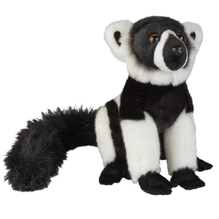 Plush black/white ruffed lemur monkey cuddle toy 28 cm