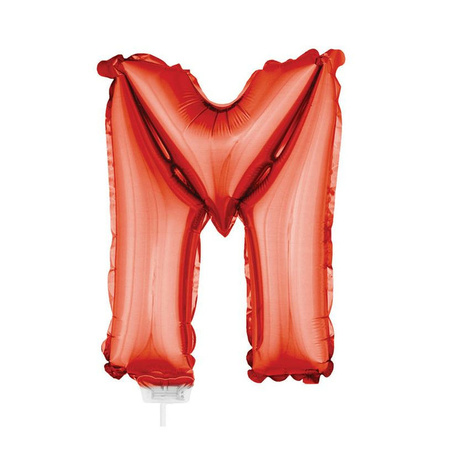 Red inflatable letter balloon M on a stick