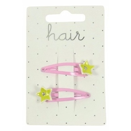 Pink hairpins with yellow stars 2 pcs