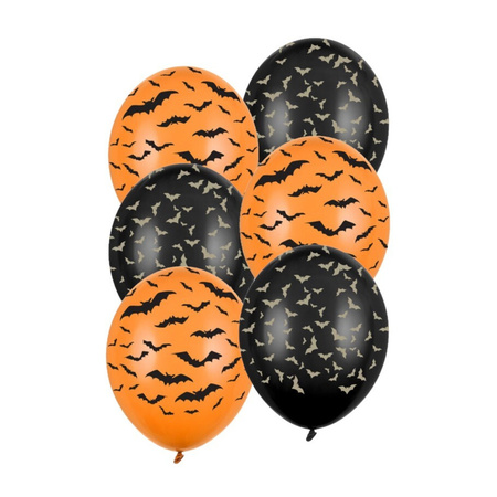 Set of 36x Halloween theme balloons black and orange