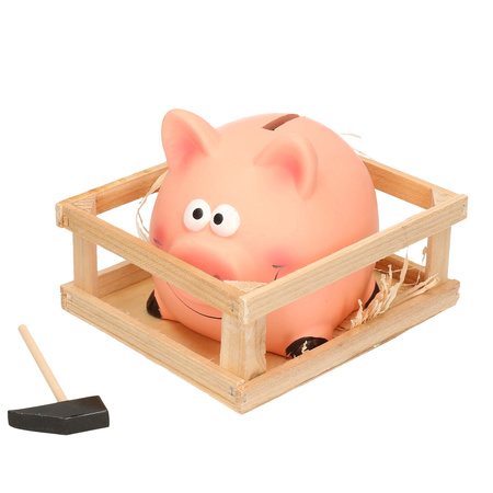 Piggy bank with hammer in box ceramic 14 x 12 cm